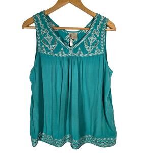 Simply Irresistable 3X Embroidered Cotton Tank Top Blouse Boho Hippie Feminine